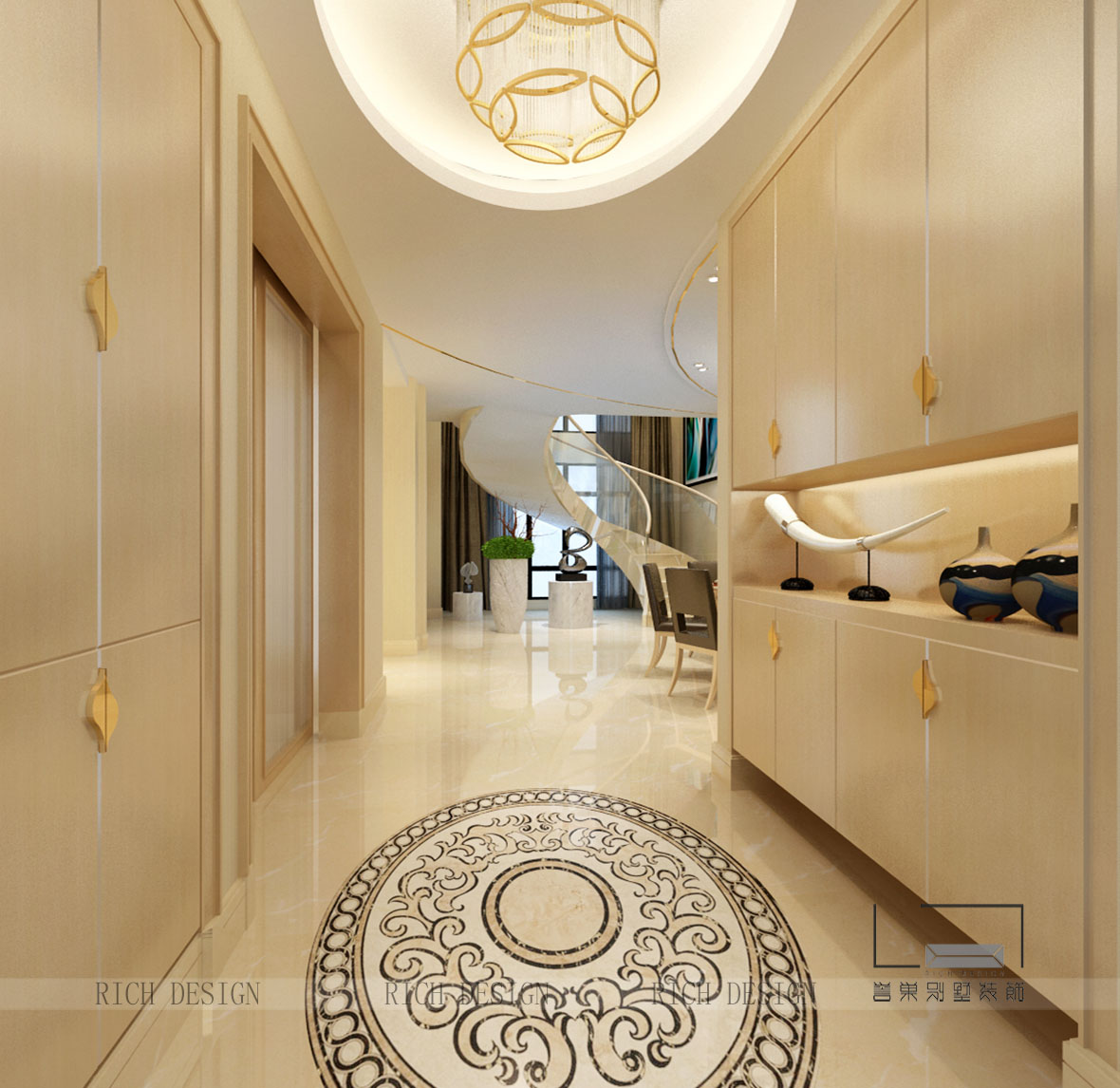 蘭江山第別墅歐式入戶裝修設計效果圖