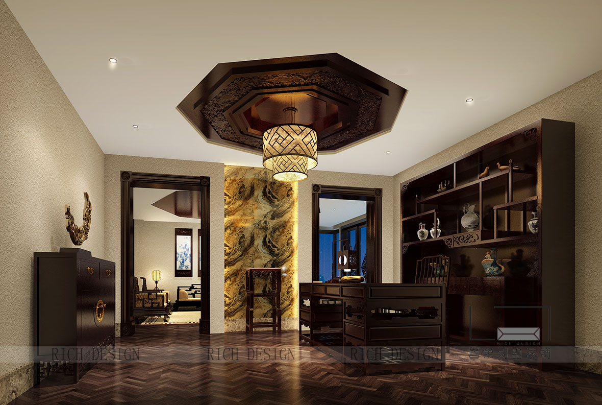 別墅裝修中式書房效果圖 別墅裝修中式書房效果圖